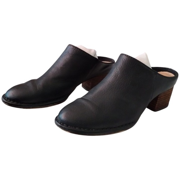 Clarks Spiced Isla Black Leather Mules Block Heel Pointed Womens 7 Minimalist - Picture 1 of 7